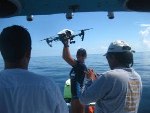 Drone for spotting mantas with Dr Bonfil and Blue Core A.C.
